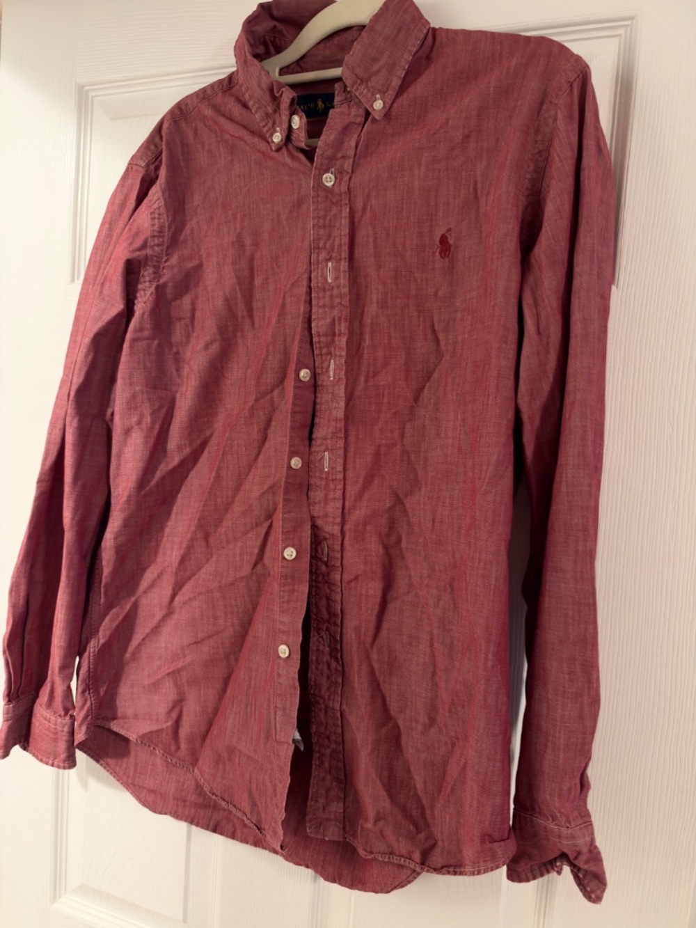 Polo Ralph Lauren Red Chambray Button Down, Men's M (Flaws)
